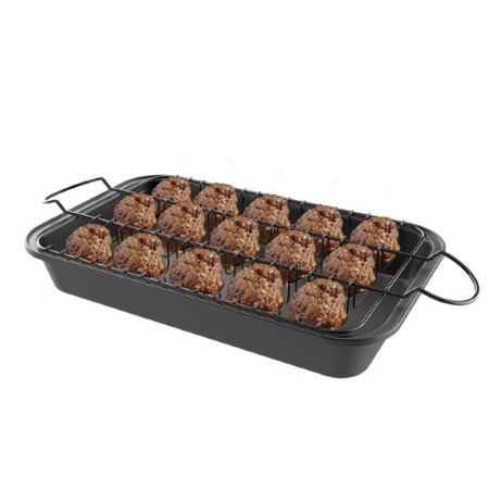 HASTINGS HOME 2-in-1 Meatball Pan Roaster with Removable Wire Rack to Drain Fat and Grease-Nonstick Baking Tray 656170KBK